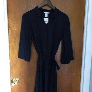 Navy Button Down Dress